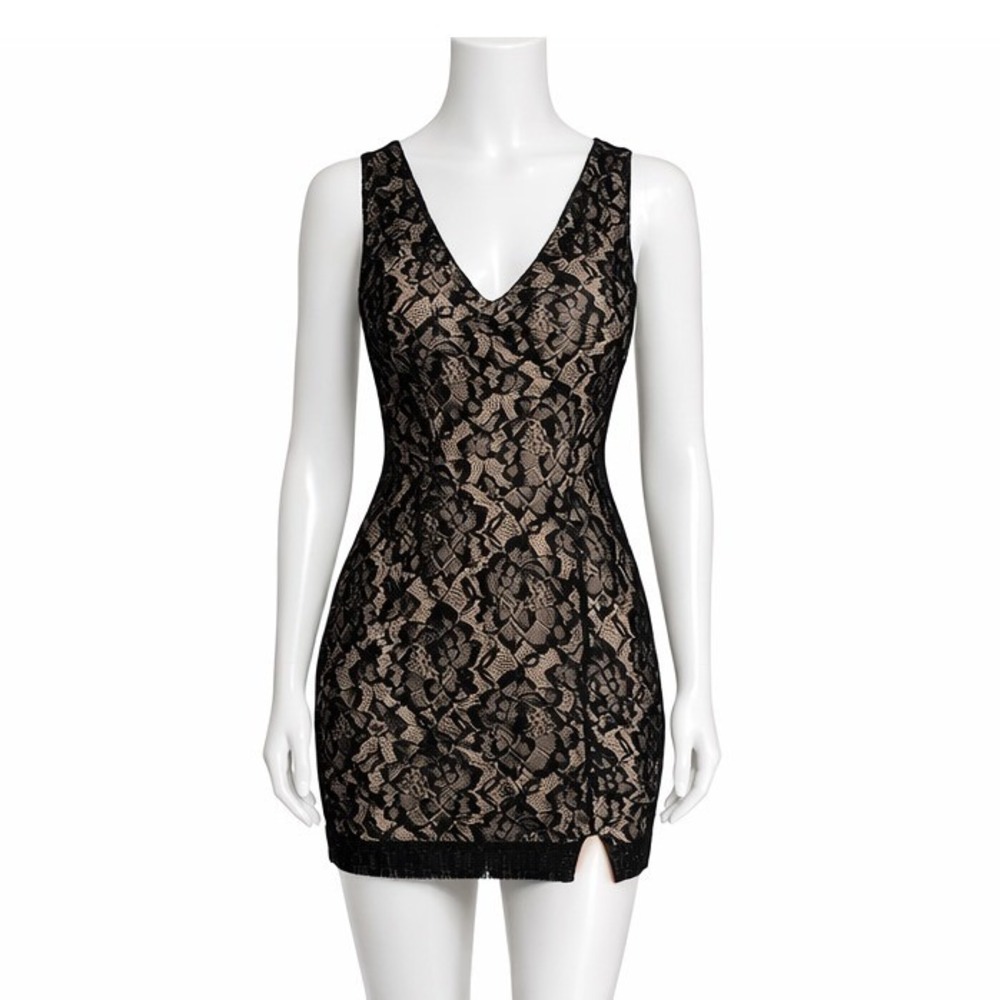 NEW Dress the Population Black Lace Mini Dress Women's XS Cocktail Party Evening